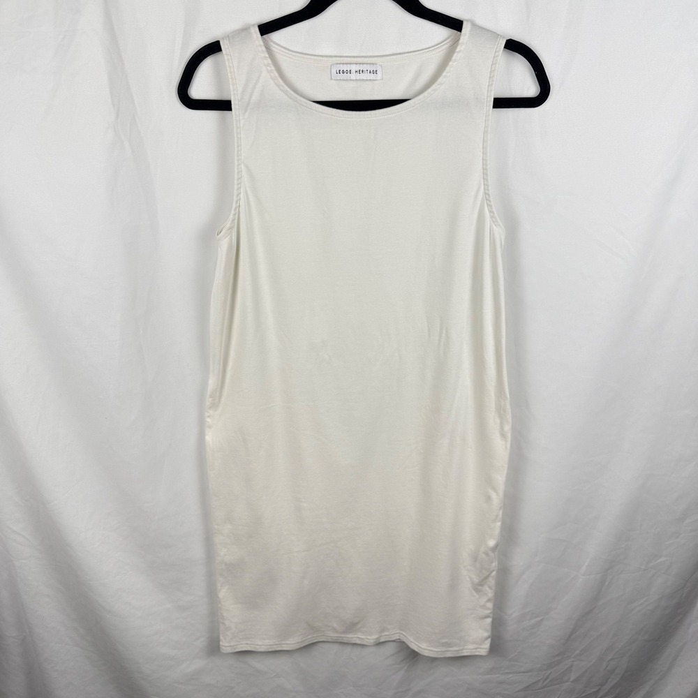 Legoe Heritage White Maternity Tank Dress 12 Minimalist Capule Beachy Classic